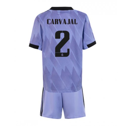 Real Madrid Daniel Carvajal #2 Bortedraktsett Barn 2022-23 Kortermet (+ Korte bukser) Real Madrid Daniel Carvajal #2 Bortedraktsett Barn 2022-23 Kortermet (+ Korte bukser)